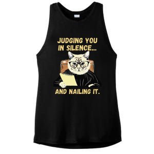 Sarcastic Funny Cat Judging You In Silence And Nailing It Ladies PosiCharge Tri-Blend Wicking Tank