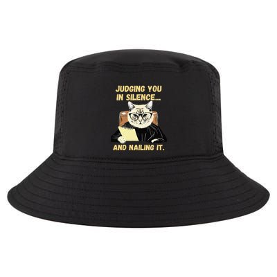 Sarcastic Funny Cat Judging You In Silence And Nailing It Cool Comfort Performance Bucket Hat