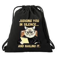 Sarcastic Funny Cat Judging You In Silence And Nailing It Drawstring Bag