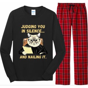 Sarcastic Funny Cat Judging You In Silence And Nailing It Long Sleeve Pajama Set