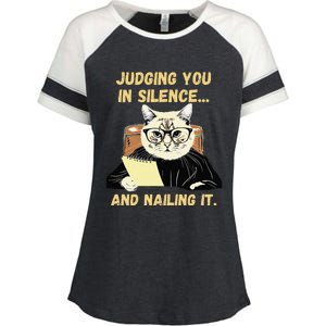 Sarcastic Funny Cat Judging You In Silence And Nailing It Enza Ladies Jersey Colorblock Tee