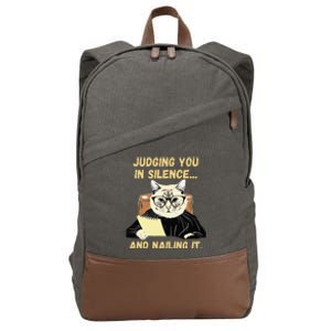 Sarcastic Funny Cat Judging You In Silence And Nailing It Cotton Canvas Backpack