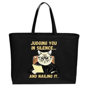 Sarcastic Funny Cat Judging You In Silence And Nailing It Cotton Canvas Jumbo Tote