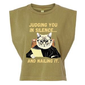 Sarcastic Funny Cat Judging You In Silence And Nailing It Garment-Dyed Women's Muscle Tee