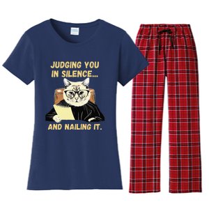 Sarcastic Funny Cat Judging You In Silence And Nailing It Women's Flannel Pajama Set