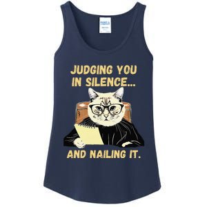 Sarcastic Funny Cat Judging You In Silence And Nailing It Ladies Essential Tank