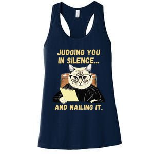 Sarcastic Funny Cat Judging You In Silence And Nailing It Women's Racerback Tank