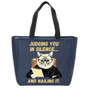 Sarcastic Funny Cat Judging You In Silence And Nailing It Zip Tote Bag