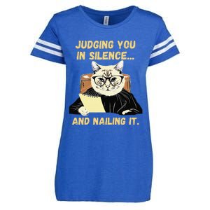 Sarcastic Funny Cat Judging You In Silence And Nailing It Enza Ladies Jersey Football T-Shirt