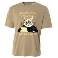 Sarcastic Funny Cat Judging You In Silence And Nailing It Cooling Performance Crew T-Shirt