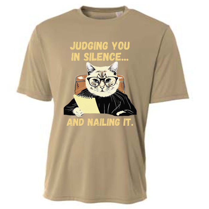 Sarcastic Funny Cat Judging You In Silence And Nailing It Cooling Performance Crew T-Shirt