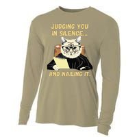 Sarcastic Funny Cat Judging You In Silence And Nailing It Cooling Performance Long Sleeve Crew