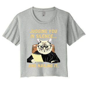 Sarcastic Funny Cat Judging You In Silence And Nailing It Women's Crop Top Tee