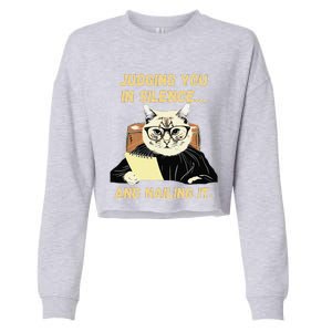 Sarcastic Funny Cat Judging You In Silence And Nailing It Cropped Pullover Crew