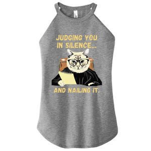 Sarcastic Funny Cat Judging You In Silence And Nailing It Women's Perfect Tri Rocker Tank