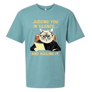 Sarcastic Funny Cat Judging You In Silence And Nailing It Sueded Cloud Jersey T-Shirt