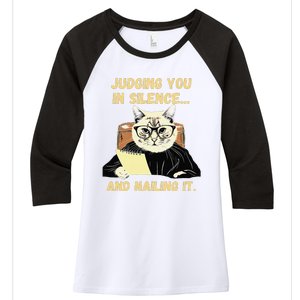 Sarcastic Funny Cat Judging You In Silence And Nailing It Women's Tri-Blend 3/4-Sleeve Raglan Shirt