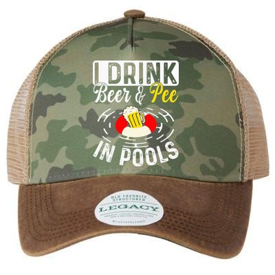 Swimmer funny Cool I Drink Beer And Pee In Pools Legacy Tie Dye Trucker Hat