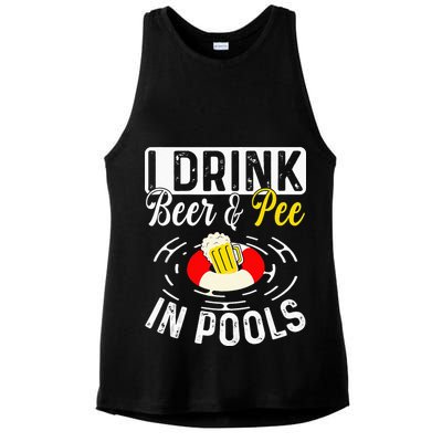 Swimmer funny Cool I Drink Beer And Pee In Pools Ladies PosiCharge Tri-Blend Wicking Tank