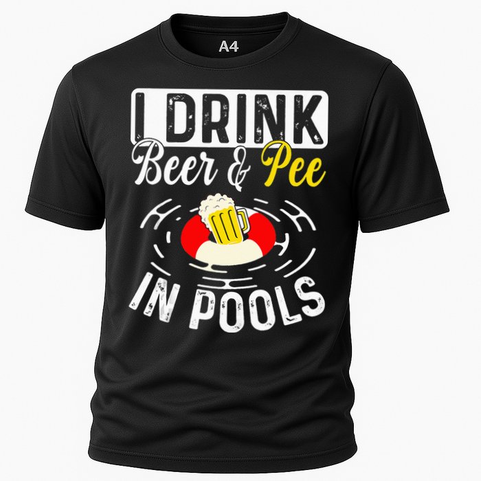 Swimmer funny Cool I Drink Beer And Pee In Pools Performance Shirt