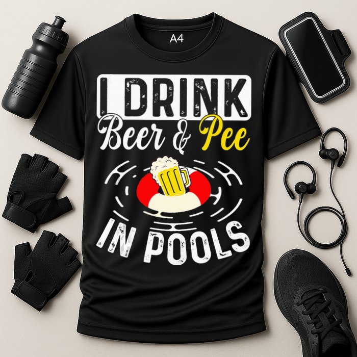 Swimmer funny Cool I Drink Beer And Pee In Pools Performance Shirt
