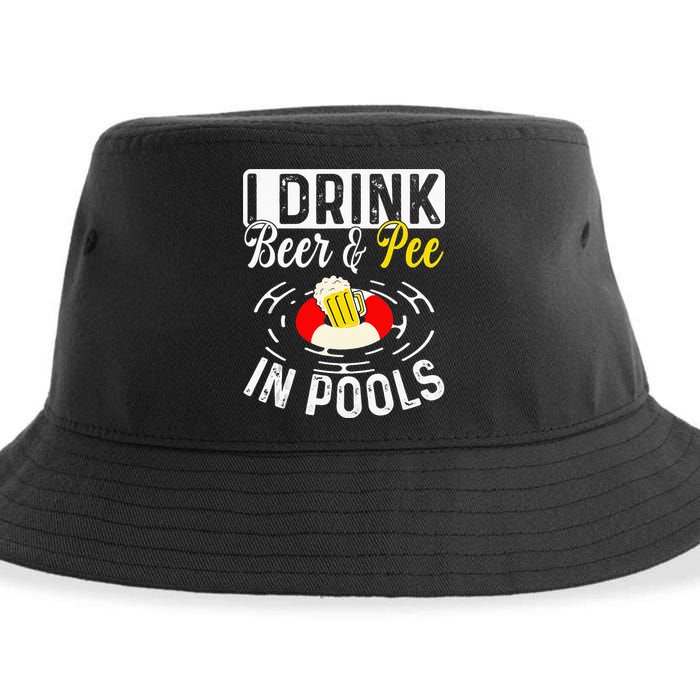 Swimmer funny Cool I Drink Beer And Pee In Pools Sustainable Bucket Hat