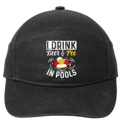Swimmer funny Cool I Drink Beer And Pee In Pools 7-Panel Snapback Hat