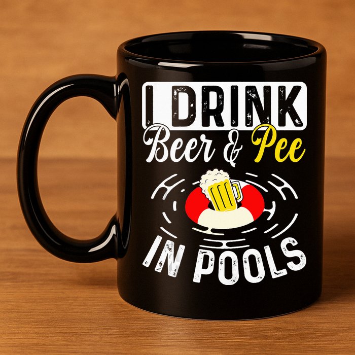 Swimmer funny Cool I Drink Beer And Pee In Pools 11oz C Handle Ceramic Mug