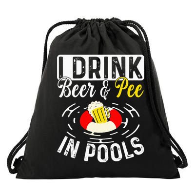 Swimmer funny Cool I Drink Beer And Pee In Pools Drawstring Bag