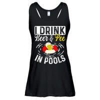 Swimmer funny Cool I Drink Beer And Pee In Pools Ladies Essential Flowy Tank