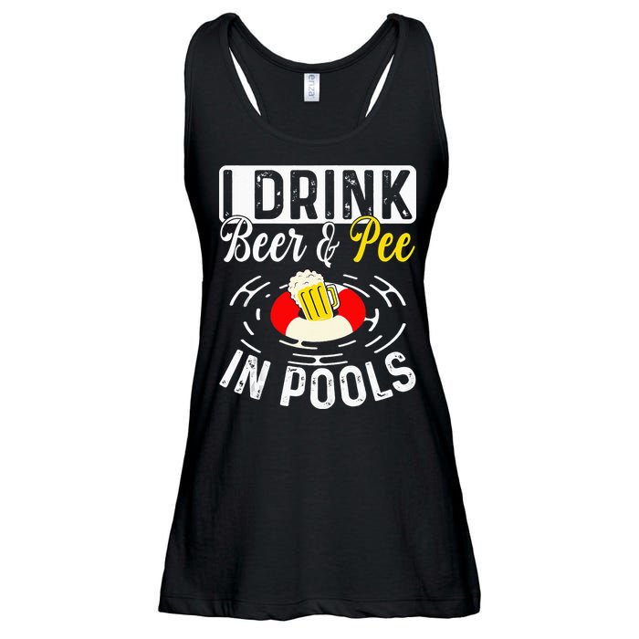 Swimmer funny Cool I Drink Beer And Pee In Pools Ladies Essential Flowy Tank
