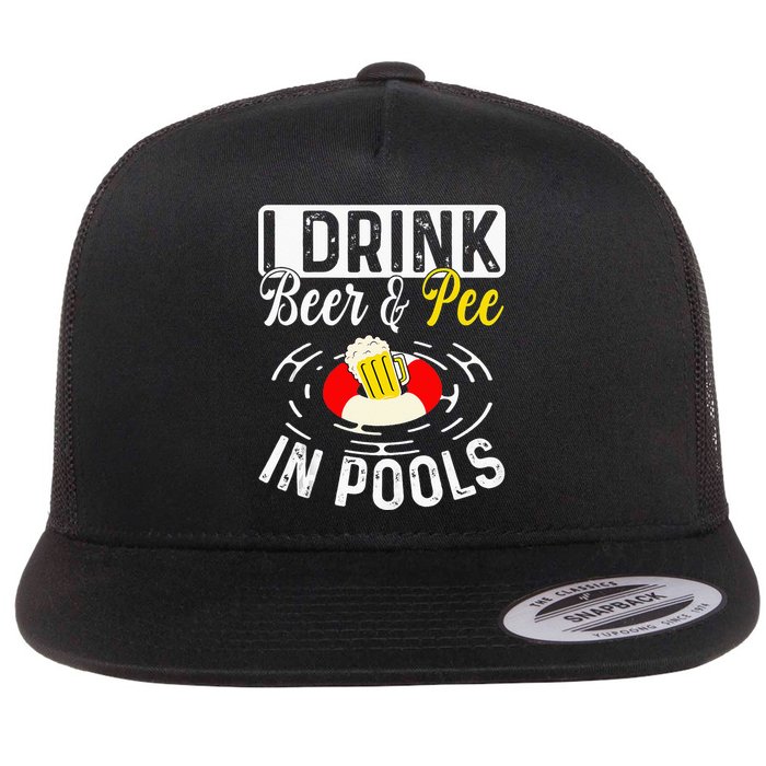 Swimmer funny Cool I Drink Beer And Pee In Pools Flatbill Hat