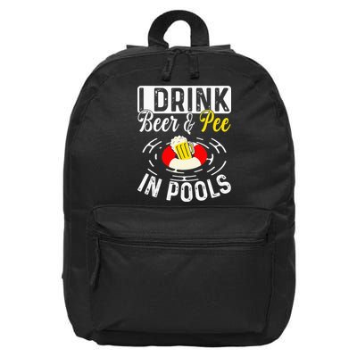Swimmer funny Cool I Drink Beer And Pee In Pools 16 in Basic Backpack