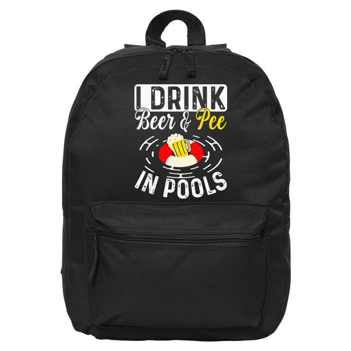 Swimmer funny Cool I Drink Beer And Pee In Pools 16 in Basic Backpack