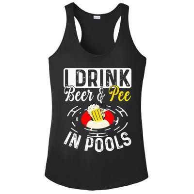 Swimmer funny Cool I Drink Beer And Pee In Pools Ladies PosiCharge Competitor Racerback Tank