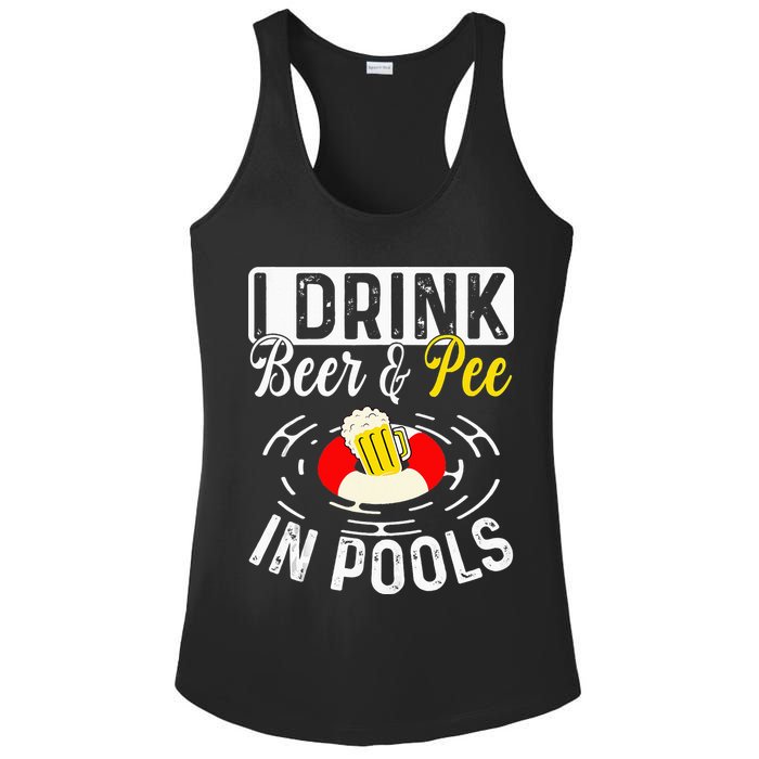 Swimmer funny Cool I Drink Beer And Pee In Pools Ladies PosiCharge Competitor Racerback Tank