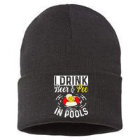 Swimmer funny Cool I Drink Beer And Pee In Pools Sustainable Knit Beanie