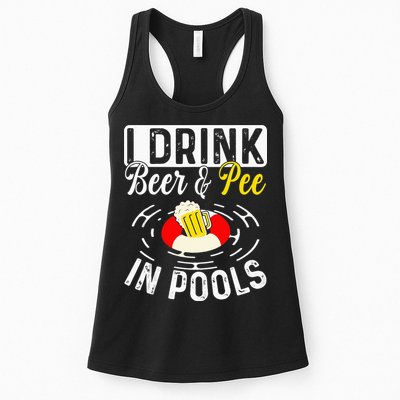 Swimmer funny Cool I Drink Beer And Pee In Pools Womens Tank Top