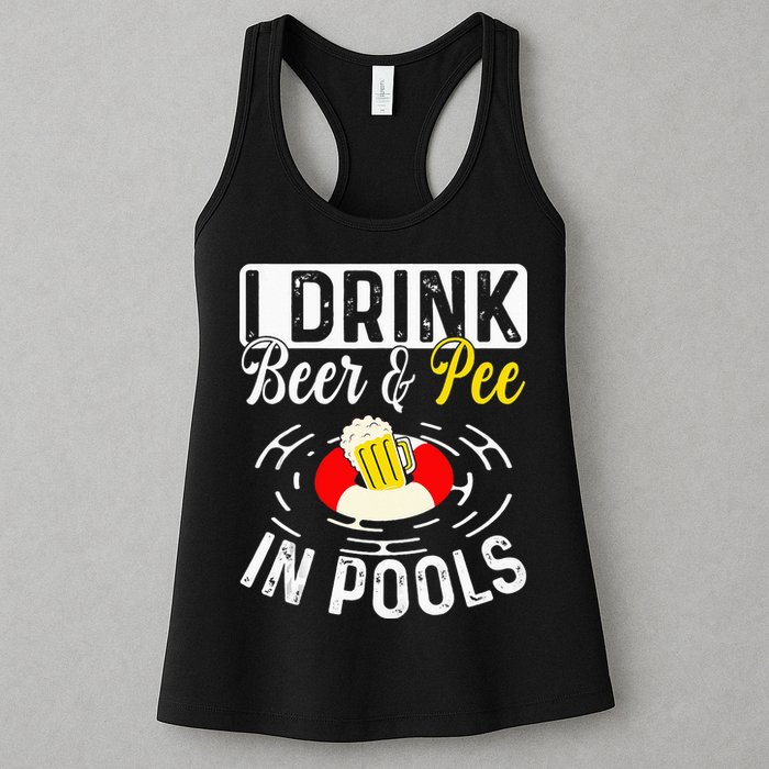 Swimmer funny Cool I Drink Beer And Pee In Pools Womens Tank Top
