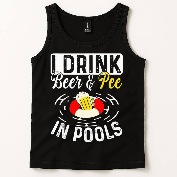 Swimmer funny Cool I Drink Beer And Pee In Pools Tank Top