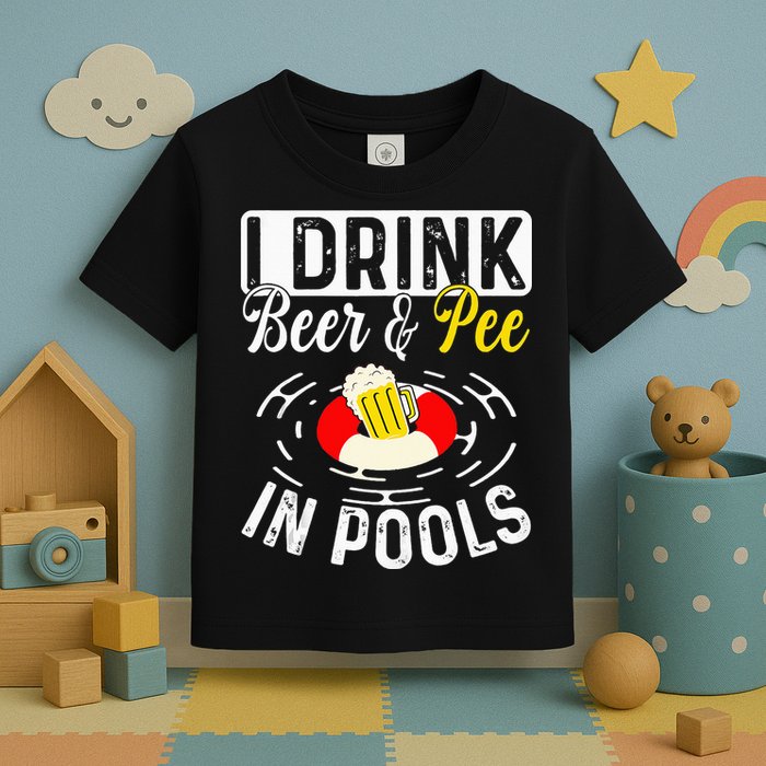 Swimmer funny Cool I Drink Beer And Pee In Pools Toddler T-Shirt