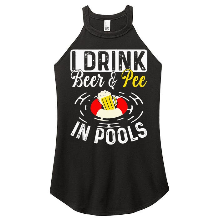 Swimmer funny Cool I Drink Beer And Pee In Pools Women's Perfect Tri Rocker Tank