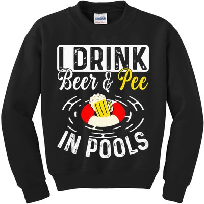 Swimmer funny Cool I Drink Beer And Pee In Pools Kids Sweatshirt