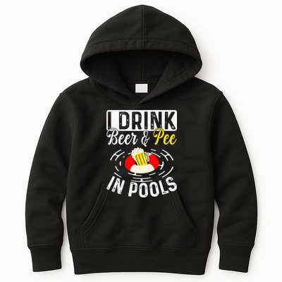 Swimmer funny Cool I Drink Beer And Pee In Pools Kids Hoodie