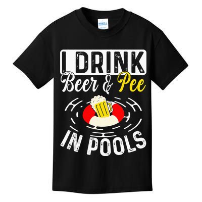 Swimmer funny Cool I Drink Beer And Pee In Pools Kids T-Shirt