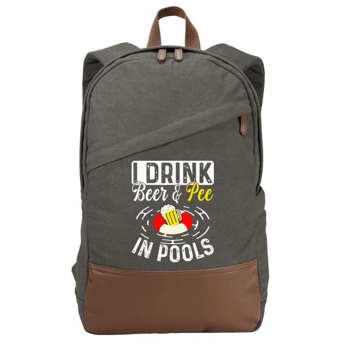 Swimmer funny Cool I Drink Beer And Pee In Pools Cotton Canvas Backpack