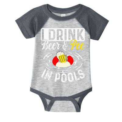 Swimmer funny Cool I Drink Beer And Pee In Pools Infant Baby Jersey Bodysuit