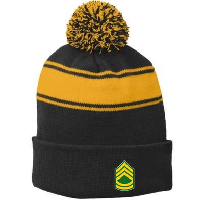 Sergeant First Class Military Badge Stripe Pom Pom Beanie