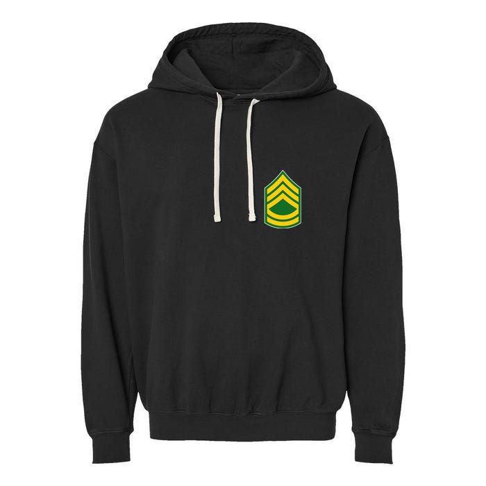 Sergeant First Class Military Badge Garment-Dyed Fleece Hoodie