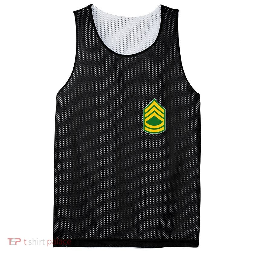 Sergeant First Class Military Badge Mesh Reversible Basketball Jersey Tank